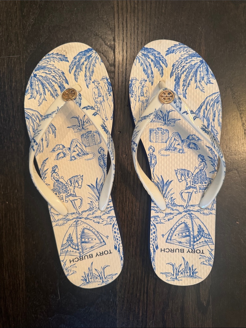 Tory Burch toile flip-flops